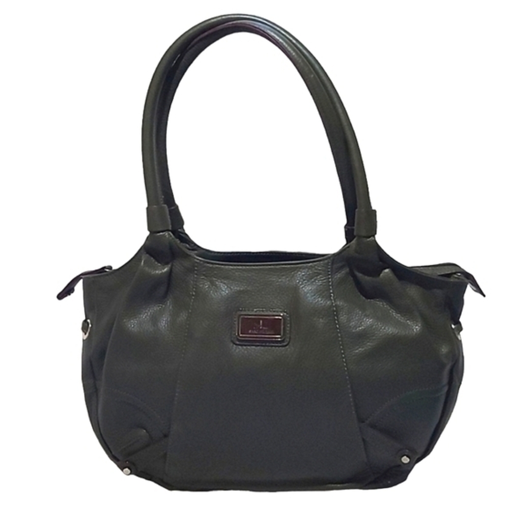 395. ISAAC MIZRAHI ARMY GREEN LEATHER BAG!